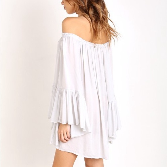 INDAH White Kamani Angel Wing Ruffle Tunic Dress - Picture 3 of 5